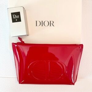 Dior Glossy Red Makeup pouch and Dior Homme mini.